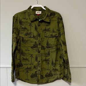 Woolrich Olive Scenic Men's long sleeve flannel Shirt size SMALL
